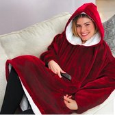 Hoodie Deken - Huggle Hoodie - Oversized Hoodie - Hoodie Blanket - Plaid met mouwen - Sherpa - Rood