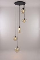 EEF | videlamp hanglamp - 5xE27 -  amber glas - 330cm hanglengte