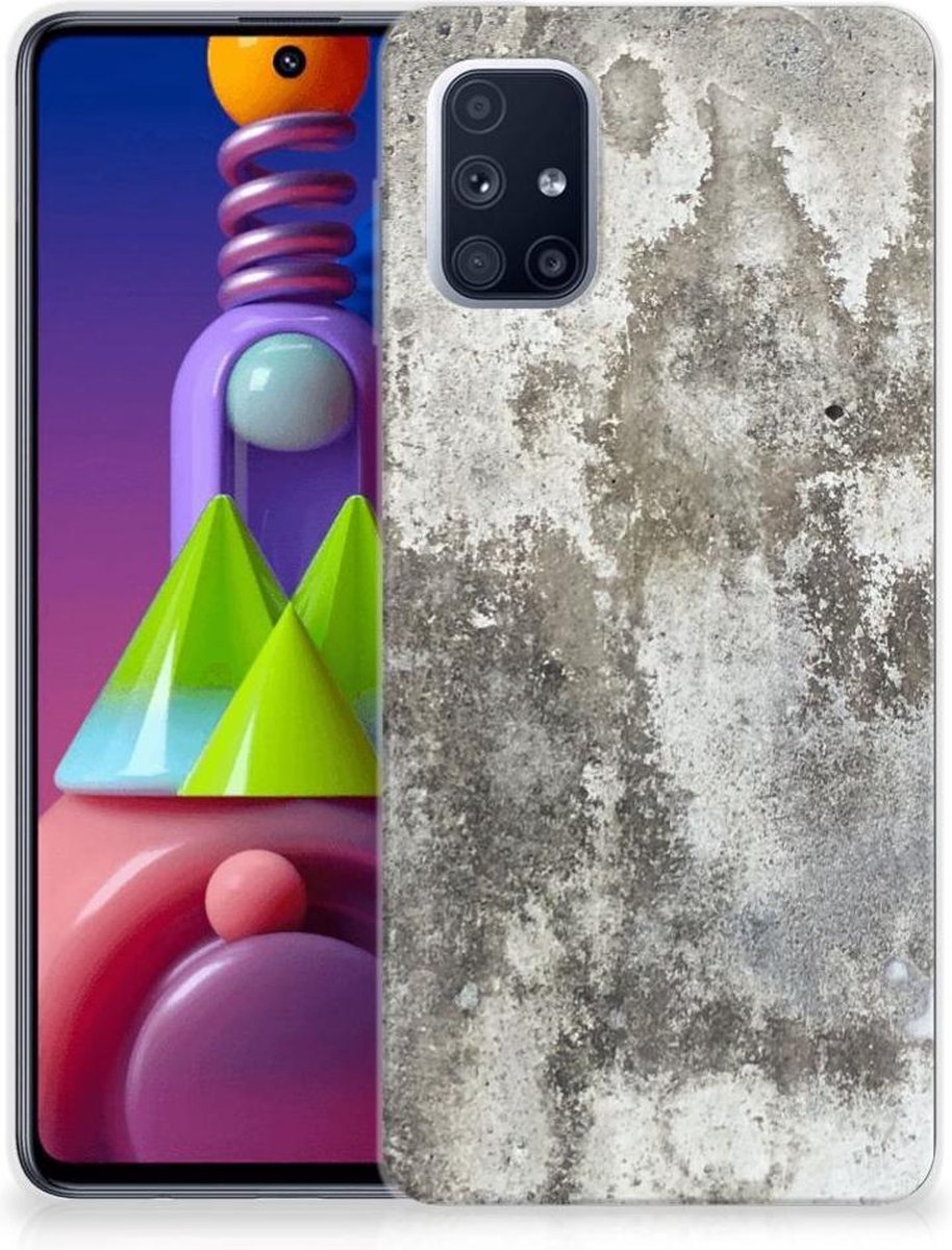 Samsung Galaxy M51 TPU Siliconen Hoesje Beton Print