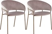 Roze Fluwelen Lounge Chair-Rose Golden Poten-Set van 2