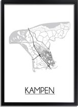 Kampen Plattegrond poster A2 + fotolijst zwart (42x59,4cm) DesignClaud