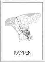 Kampen Plattegrond poster A4 + fotolijst wit (21x29,7cm) DesignClaud