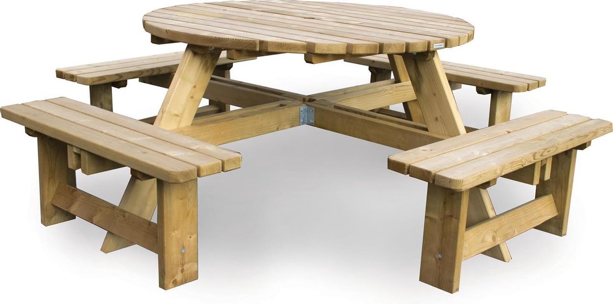 MaximaVida luxe ronde houten picknicktafel Tallinn 140 cm