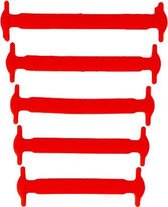 Rode platte elastische veters | veters zonder strikken | 16 stuks