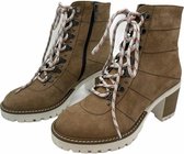 La Pèra Camel Leren Veterboots Vrouwen Enkellaars met hak camel/wit - Maat 39