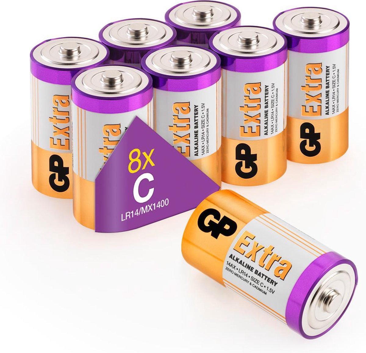 convergentie krassen Noord GP Extra Alkaline batterijen C Baby LR14 batterij 1.5V - 8 stuks C  batterijen | bol.com