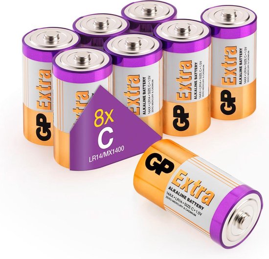 violist Likken Goodwill GP Extra Alkaline batterijen C Baby LR14 batterij 1.5V - 8 stuks C  batterijen | bol.com