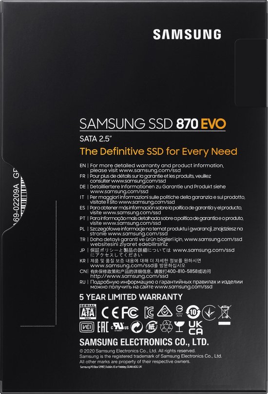Samsung 870 EVO - Interne SSD - 2.5 Inch - 250 GB - Samsung