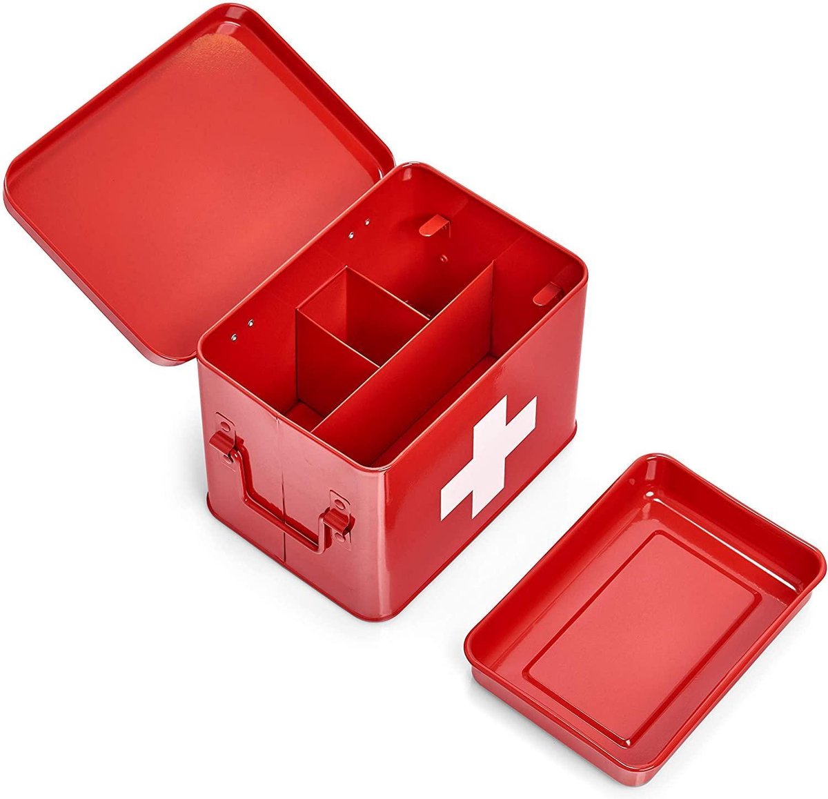 Eerste Hulp Box Metaal Rood MEDIUM- Klassieke EHBO Metaal 21,5 x 16 x 16 |
