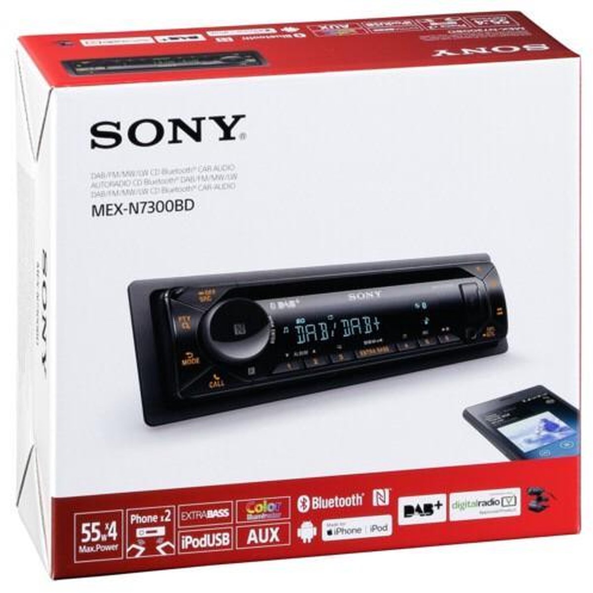 Sony MEX-N7300KIT Autoradio CD Dab/Dab+ Antenne Dab avec Microphone Externe  et éclairage Personnalisable 35000 Couleurs, Contrôle Vocal Siri Eyes Free