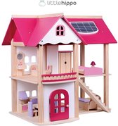 Little hippo Poppenhuis - Houten XL roze 'Villa' - Luxe Poppen huis
