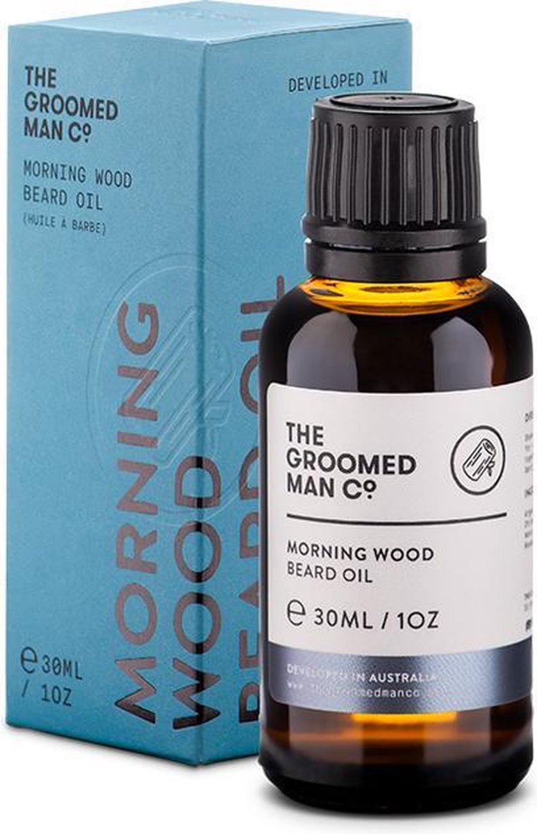 The Groomed Man Co. Morning Wood Beard Oil - Premium Baardolie - Stimuleert Baardgroei - Baard Verzorging Mannen - Olie Geur Ceder/Sandelhout - 30ML