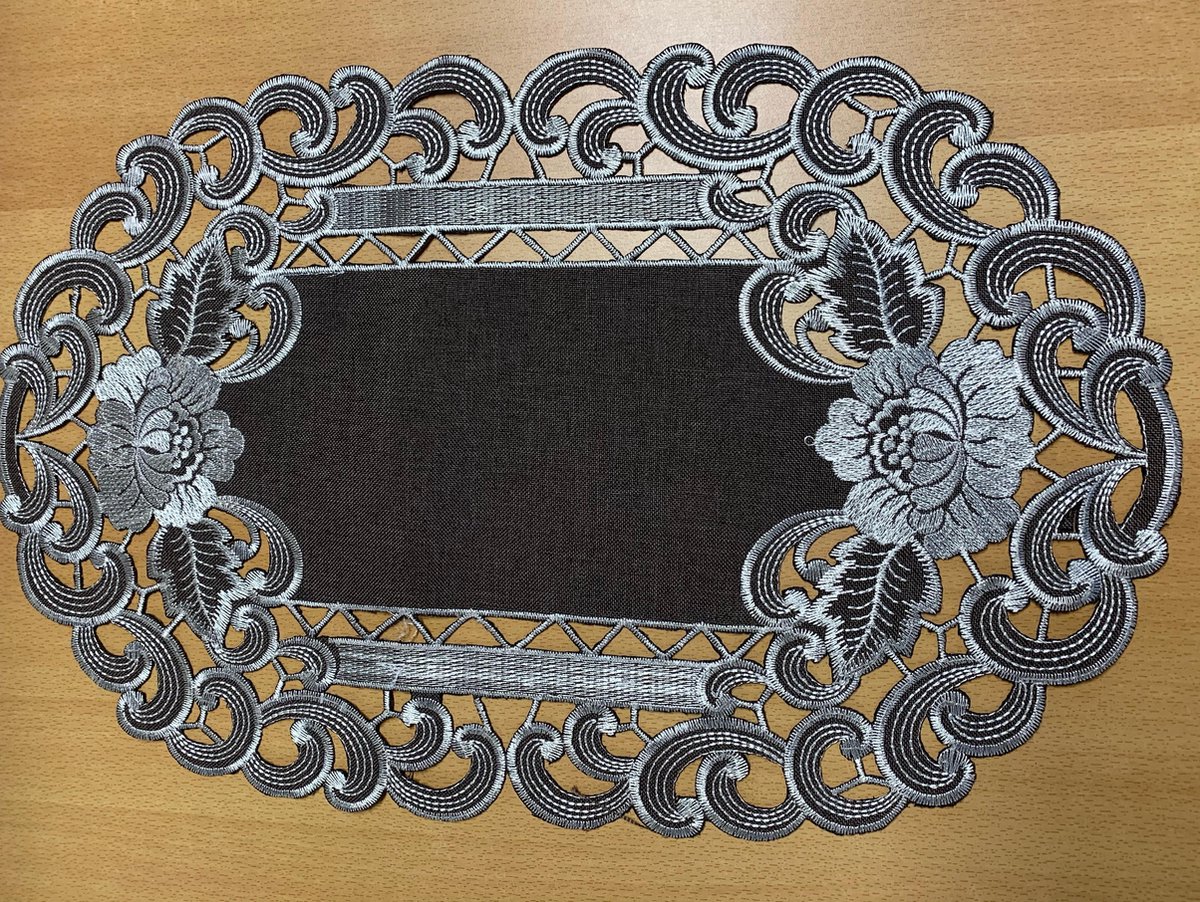 Tafelloper - Linnenlook - Bruin met bloem - Loper 43 cm