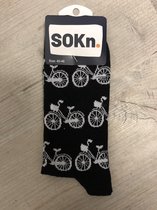 SOKn. trendy sokken "FIETS Zwart" maat 40-46  (Ook leuk om kado te geven !)
