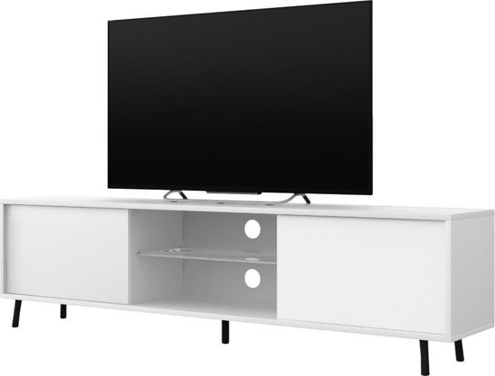 Maison’s Tv Staand TV meubel – TV meubel industrieel- Tv Kast meubel – Tv meubel wit– Tv Meubels – LED verlichting – Lefyr- 140×40,5×31,3