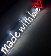 Neon Tales Wandlamp - Grote Neon Lamp "Made With Love" (wit en rood licht) 80x15x2cm!!