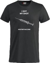 #gotmyvaccine T-shirt met opdruk Covid 19 vaccinatie keuze – ronde hals – zwart - unisex - XS