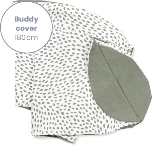 Doomoo Buddy Cover - Hoes voor Voedingskussen Buddy - Biologisch Katoen - 180 cm - Risotto Kaki