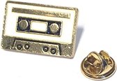 Cassette Tape Bandje Emaille Pin Vintage Wit 2.5 cm / 1.6 cm / Wit Goud