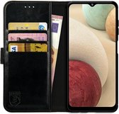 Rosso Element Book Case Wallet Hoesje Geschikt voor Samsung Galaxy A12 | Portemonnee | 3 Pasjes | Magneetsluiting | Stand Functie | Zwart