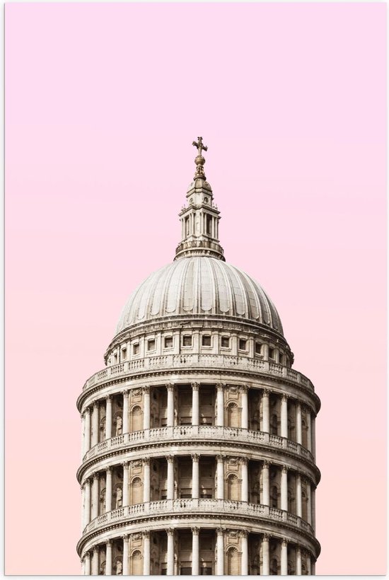 Poster – St Paul's Cathedral met Roze Achtergrond - 60x90cm Foto op Posterpapier