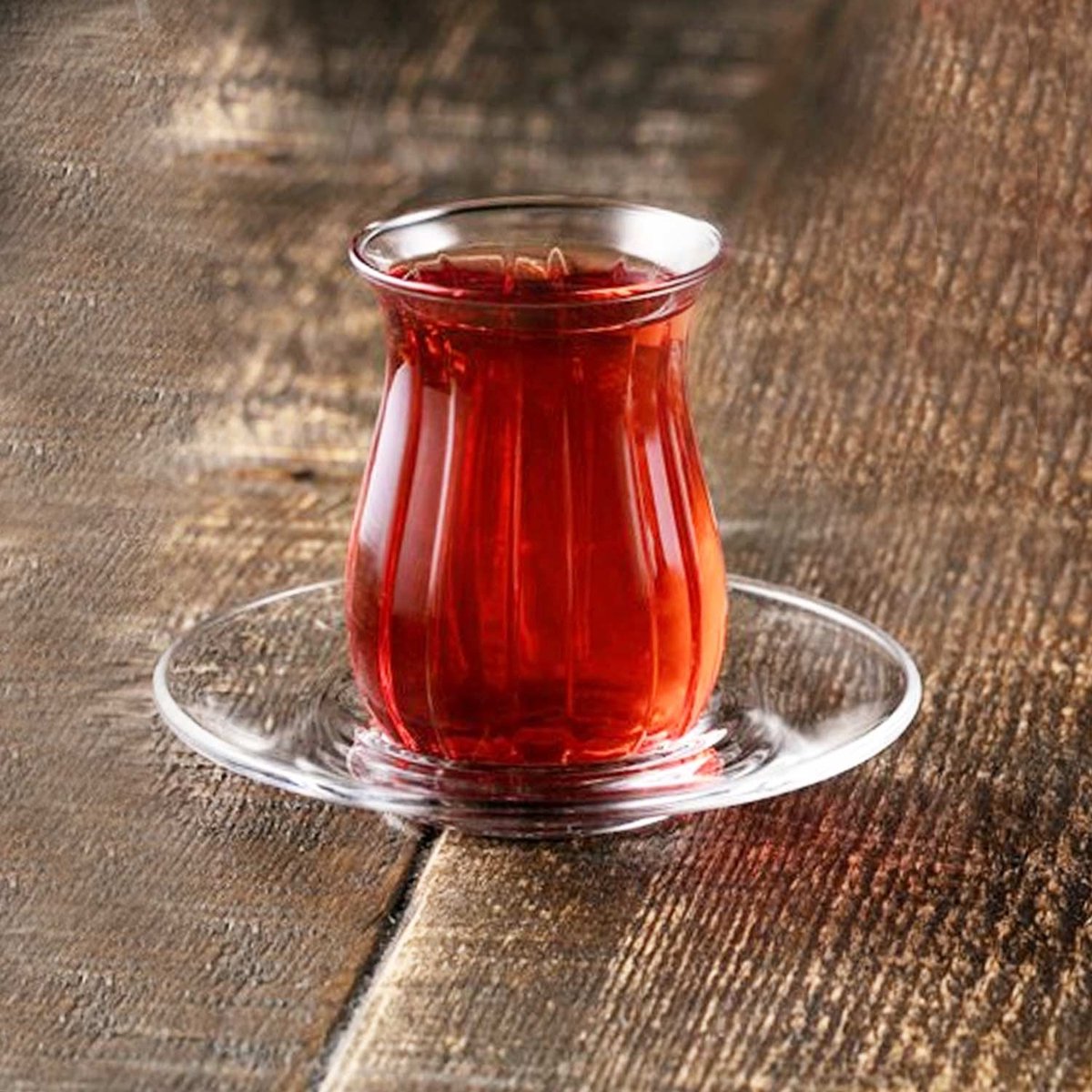 Pasabahce - Turkse theeglazen set - Linka - 145 ml - 6 glazen + 6 onderzetters - transparant