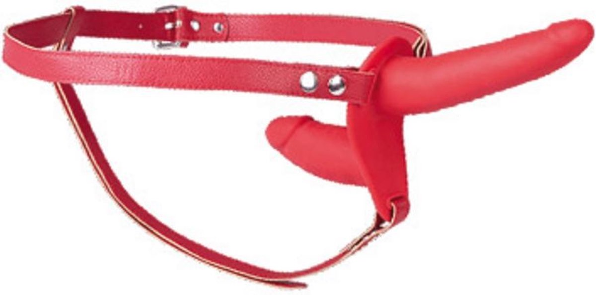Goedkoopste Fetish Tentation - Strap on - Dubbel - Rood - 15.5 x 3cm en 8.7 x 2.9cm