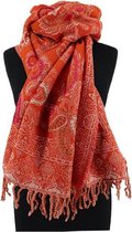 Warme oranje kasjmier sjaal - 180 x 70 cm - 100% wol