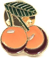 Kersen Emaille Pin Oranje 1.6 cm / 2 cm / Oranje Groen