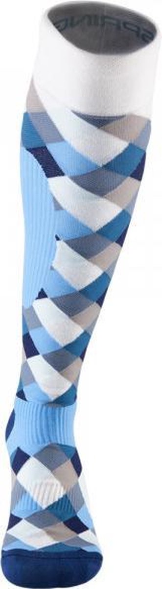 Luxe ruitersokken - Geruit - Blauw - Grijs - Sportsokken - Paardrijden - Unisex sokken - Kniesokken - Paardrijsokken - Maat 35-38