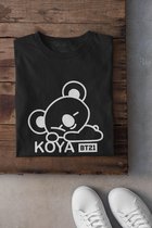 BT21 BTS Koya Rapmon T-Shirt | Cute Kpop Merchandise | Bangtan Boys Army | Schattige Koala | Zwart Maat L