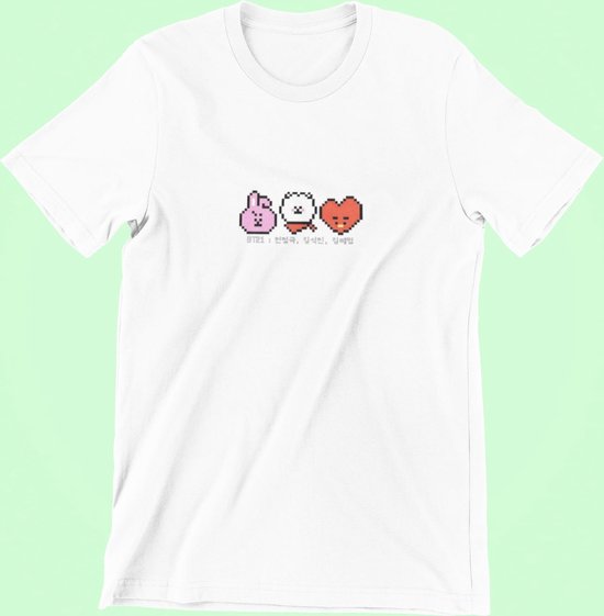 BT21 BTS Pixel Art T-Shirt | Cute Kpop Merchandise | Bangtan Boys Army | TATA RJ Cooky | Wit Maat L