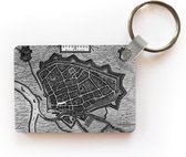 Porte-clés Plans de la ville historique - Le plan de la ville historique de Roermond en plastique noir et blanc porte-clés - porte-clés rectangulaire avec photo