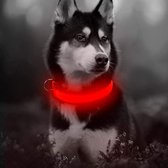 Rode LED halsband maat M | honden halsband met verlichting | Licht in donker | 3 standen LED hondenhalsband | LED hondenhalsband | LED hondenriem | LED hondenriem | Led hondentuigje | Led hondentuigje | Houdt uw hond veilig in het donker