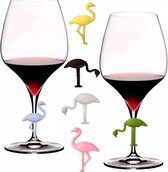 ProductGoods - 6x Glasmarkers Flamingo's - Glasversiering - Glas Marker - Glas Versiering - Decoratie - Label Jouw Glas