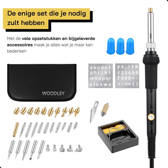 Houtbrander Set - 43 Delig - Pyrografie - Soldeerbout - Houtbrander voor hobby - Soldeerset