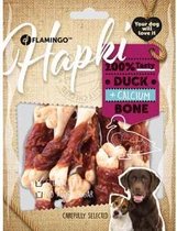 Flamingo hondensnack Hapki calcium bone with duck 170gr. Let op: 1 zakje van 170 gram!