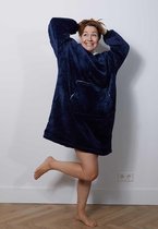 Snuggie deken met mouwen – Oversized hoodie – Fleece deken – Fleece snuggie – TV deken – Plaid met mouwen – Snuggie omkeerbaar – Sherpa snuggie – Fleece poncho - Knuffelen – Marine