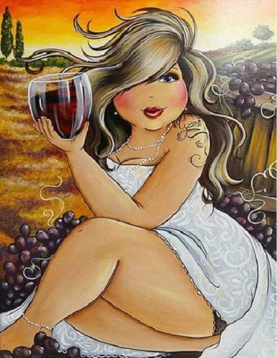Diamond painting compleet pakket Mona Lisa 50x40cm: dikke dame met wijn |  bol.com