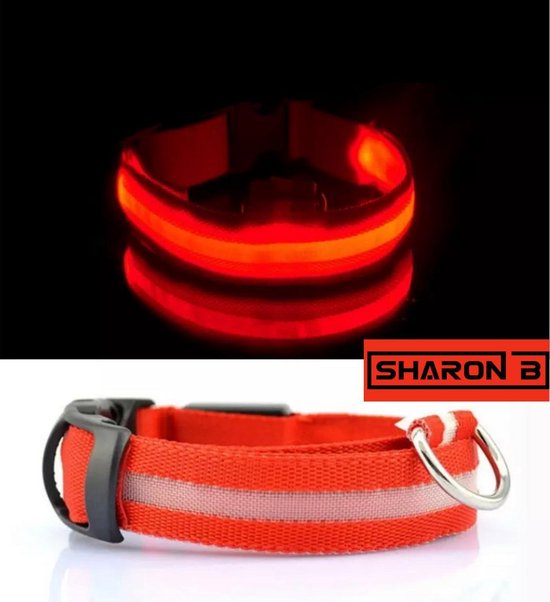 Rode LED halsband Maat XL | honden halsband met verlichting | Licht in donker | 3... bol.com