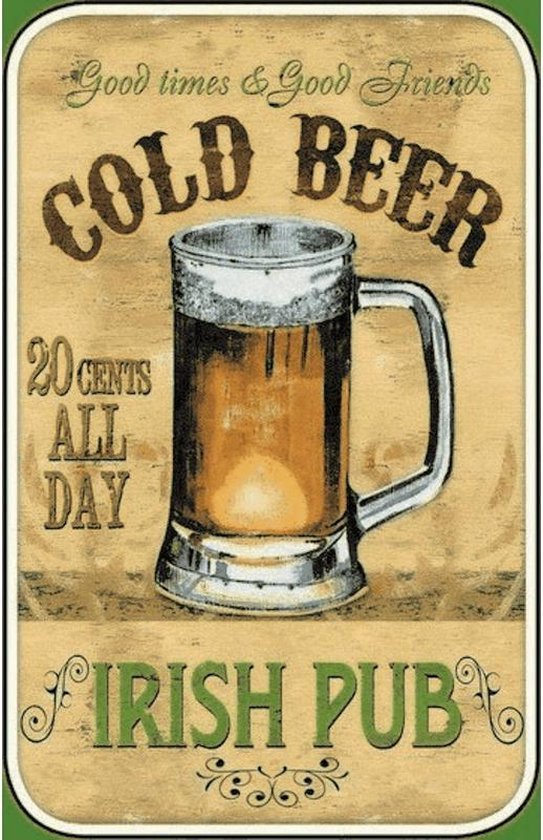 Wandbord - Cold Beer In Irish Pub