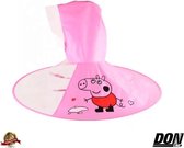Kinderregenjas Herbruikbaar – PVC Poncho Regenjas – Roze – Biggetje Ontwerp – Hands Free Kinderen regenponcho - Opvouwbare UFO paraplu cap voor kinderen - Herbruikbaar
