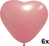 Hartjes ballonnen (licht)roze, 6 stuks, 25 cm