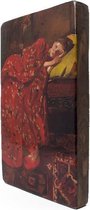 Decoratief Beeld - Meesters-op-hout. Breitner. Meisje In De Rode Kiomono - Hout - Lanzfeld - Multicolor - 19.5 X 3 Cm