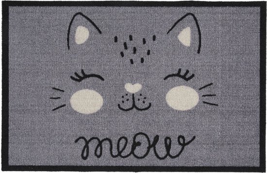 Tapis décoratif Impression Meow gris 40 x 60 cm