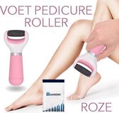 Elektrische voetpedicure-roller om eelt en dode huid van uw voeten te verwijderen. Roze