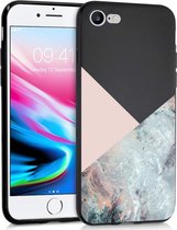 iMoshion Hoesje Geschikt voor iPhone SE (2022) / SE (2020) / 8 / 7 Hoesje Siliconen - iMoshion Design hoesje - Zwart / Roze / Graphic Marble Pink