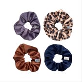 Ellastiek scrunchie box Gyè - giftbox velvet + dierenprint -scrunchie set 4 stuks- set haarelastiekjes - haar accessoires - luxe uitstraling en kwaliteit- Handmade in Amsterdam