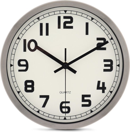 Picasso zuiden koper RVS Wandklok – Klok – 25cm – Quartz uurwerk – Magazijn - kantoor | bol.com