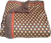 Handgemaakte lente woondeken of plaid retro oranje bruin 180 x 160 cm
